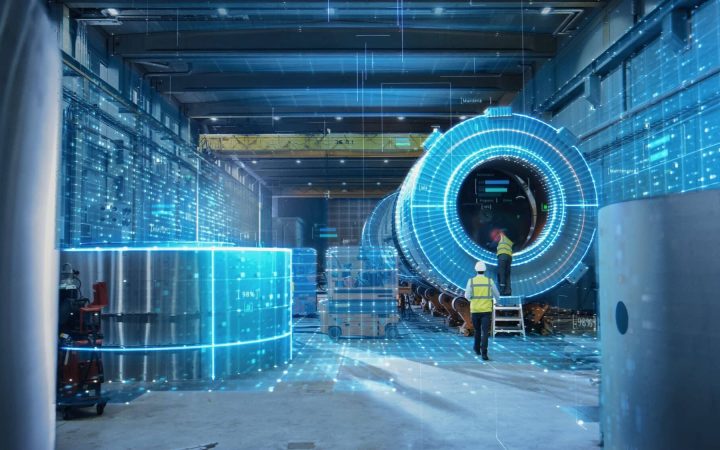 Futuristic,Technology:,Team,Of,Engineers,And,Professionals,Workers,In,Industry